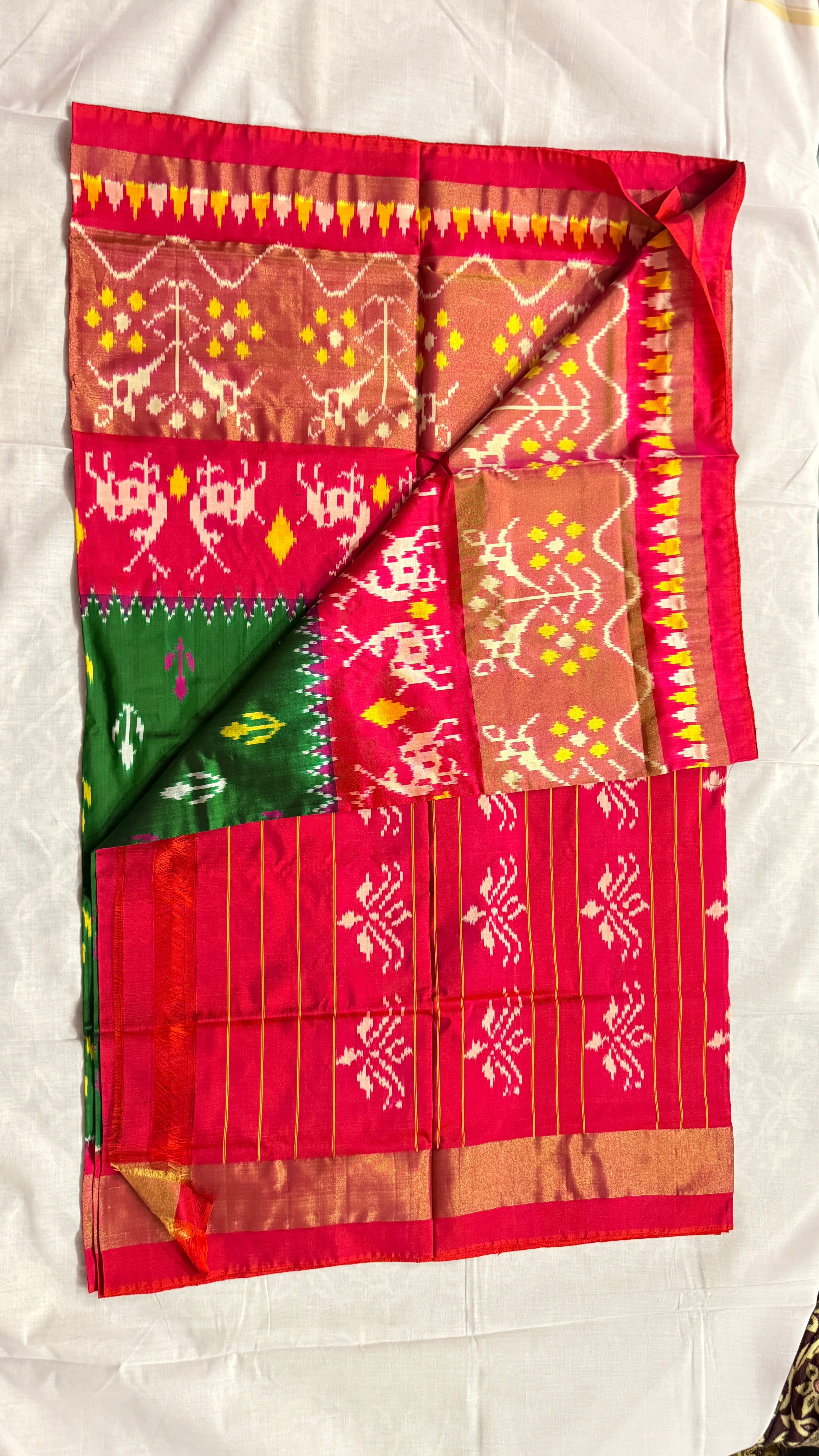 Pure Pochampally Ikat Silk Saree – Multi-Colour Patola Style | Handloom Mark & Silk Mark Certified ths -14