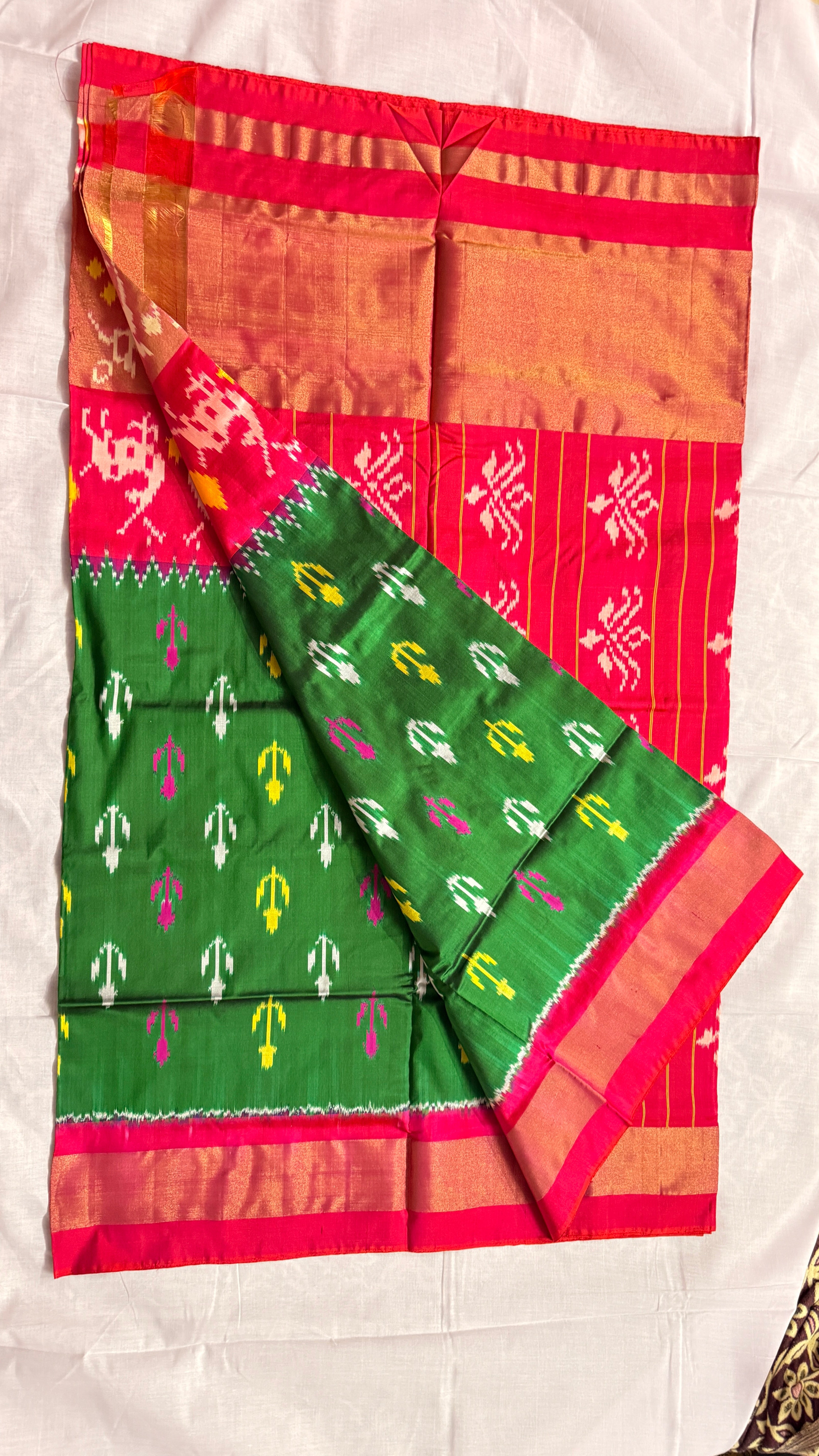Pure Pochampally Ikat Silk Saree – Multi-Colour Patola Style | Handloom Mark & Silk Mark Certified ths -14
